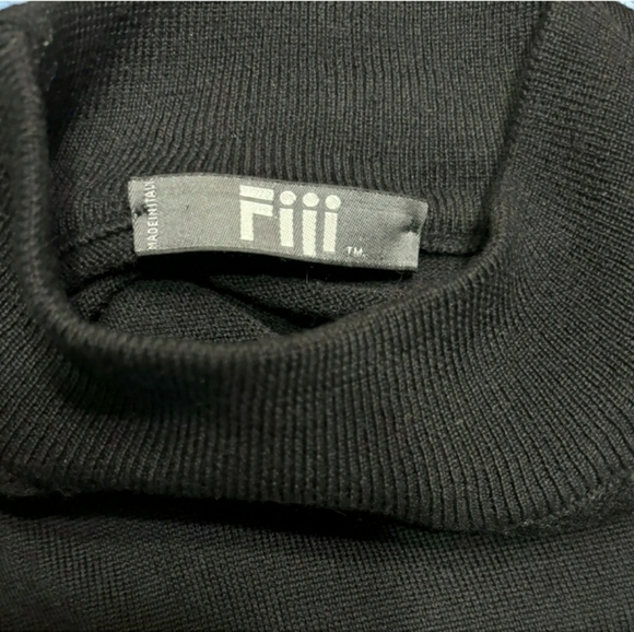 FIII Black 100% Wool Mock Turtleneck Sweater VINTAGE - Picture 4 of 6
